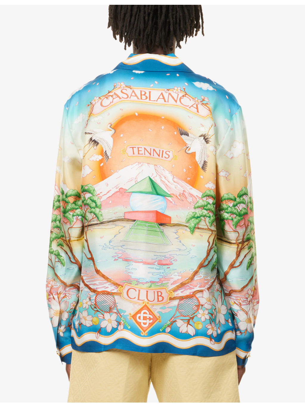 Cuban-Collar Graphic-Pattern Silk Shirt - 4