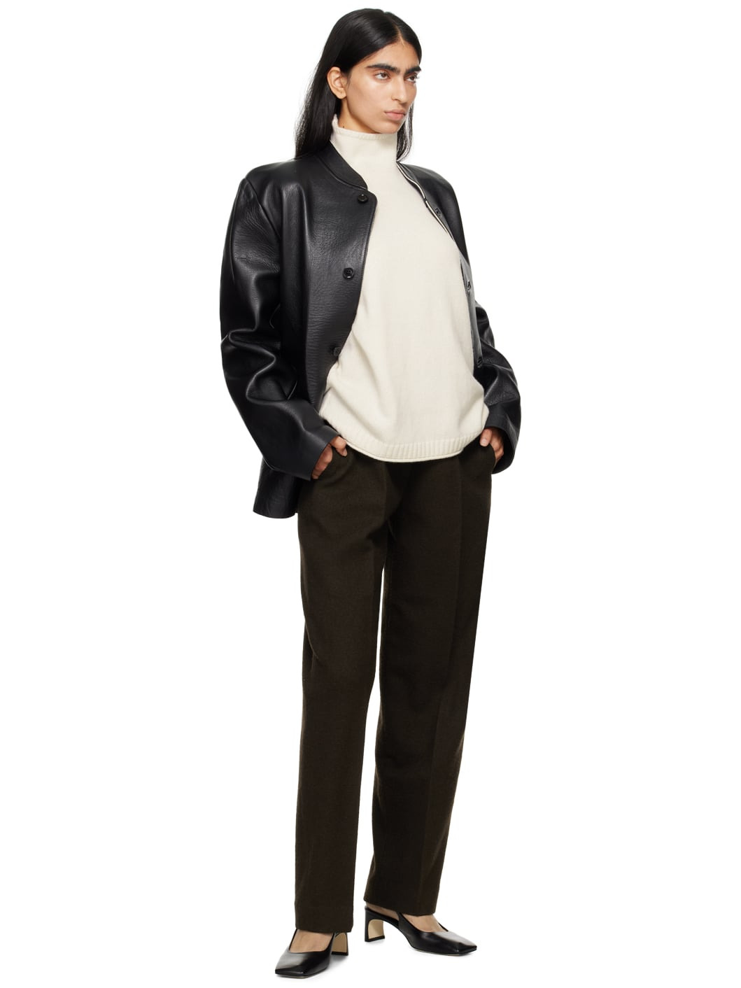 Black Bonded Leather Jacket - 4