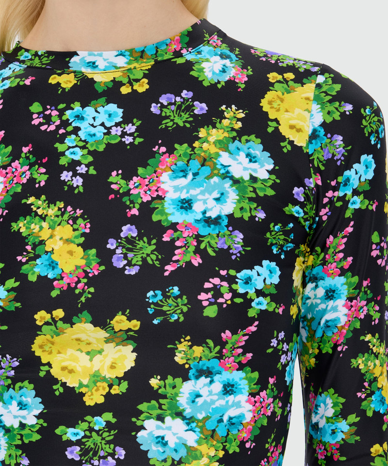 Black lycra T-shirt with floral print 5