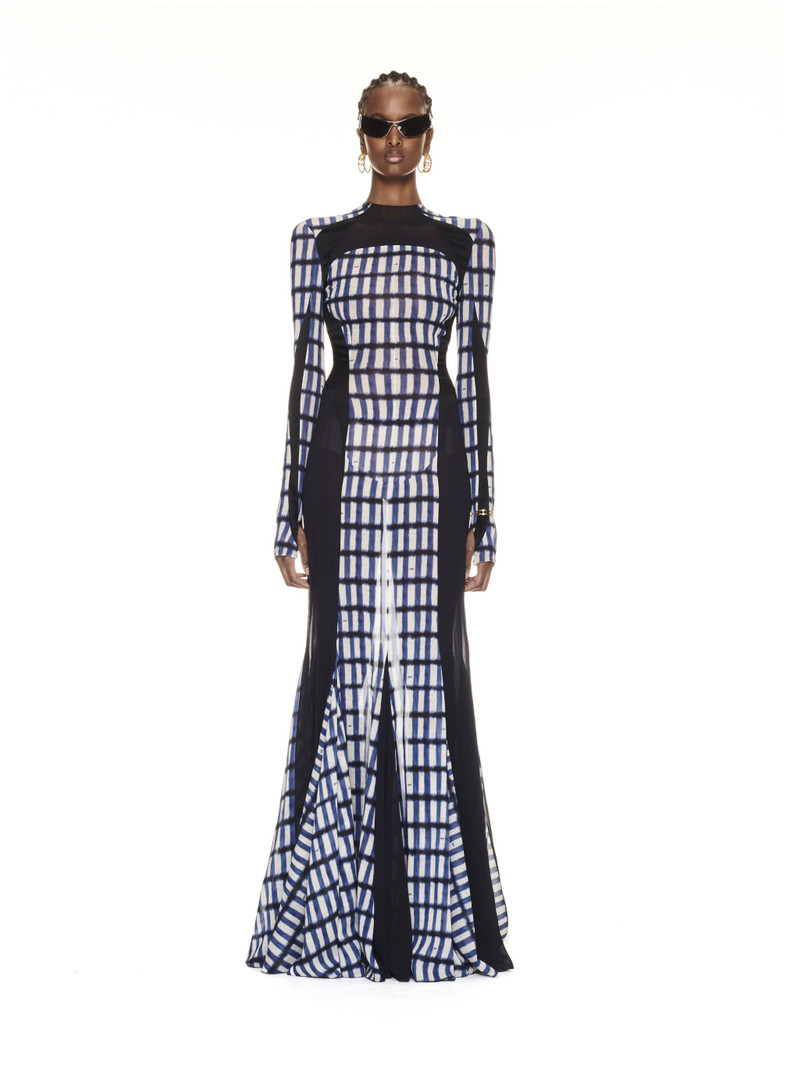 Off-White Shibori Geo Cycl Long Dress Cobalt Blue outlook