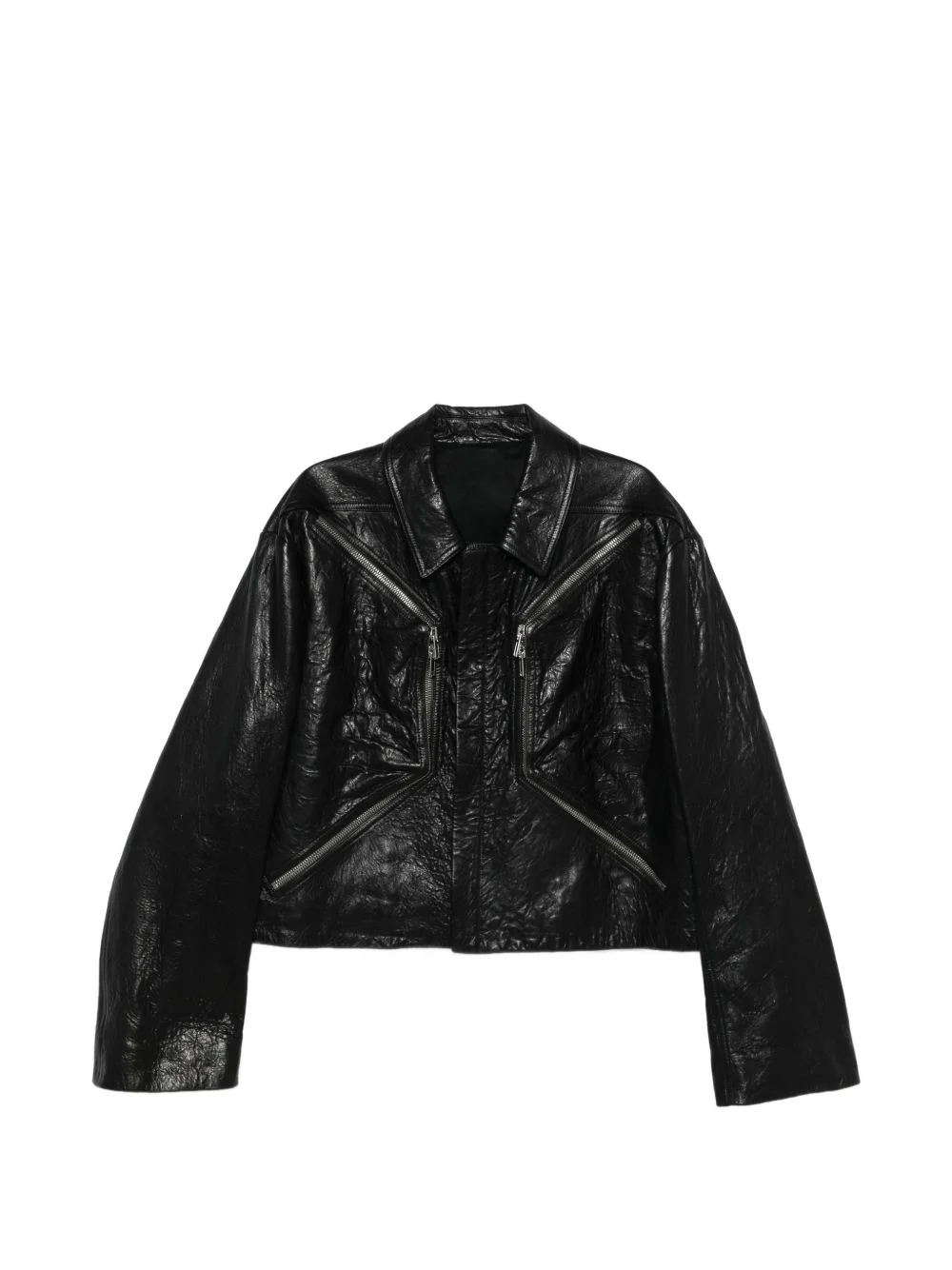textured-leather biker jacket - 1