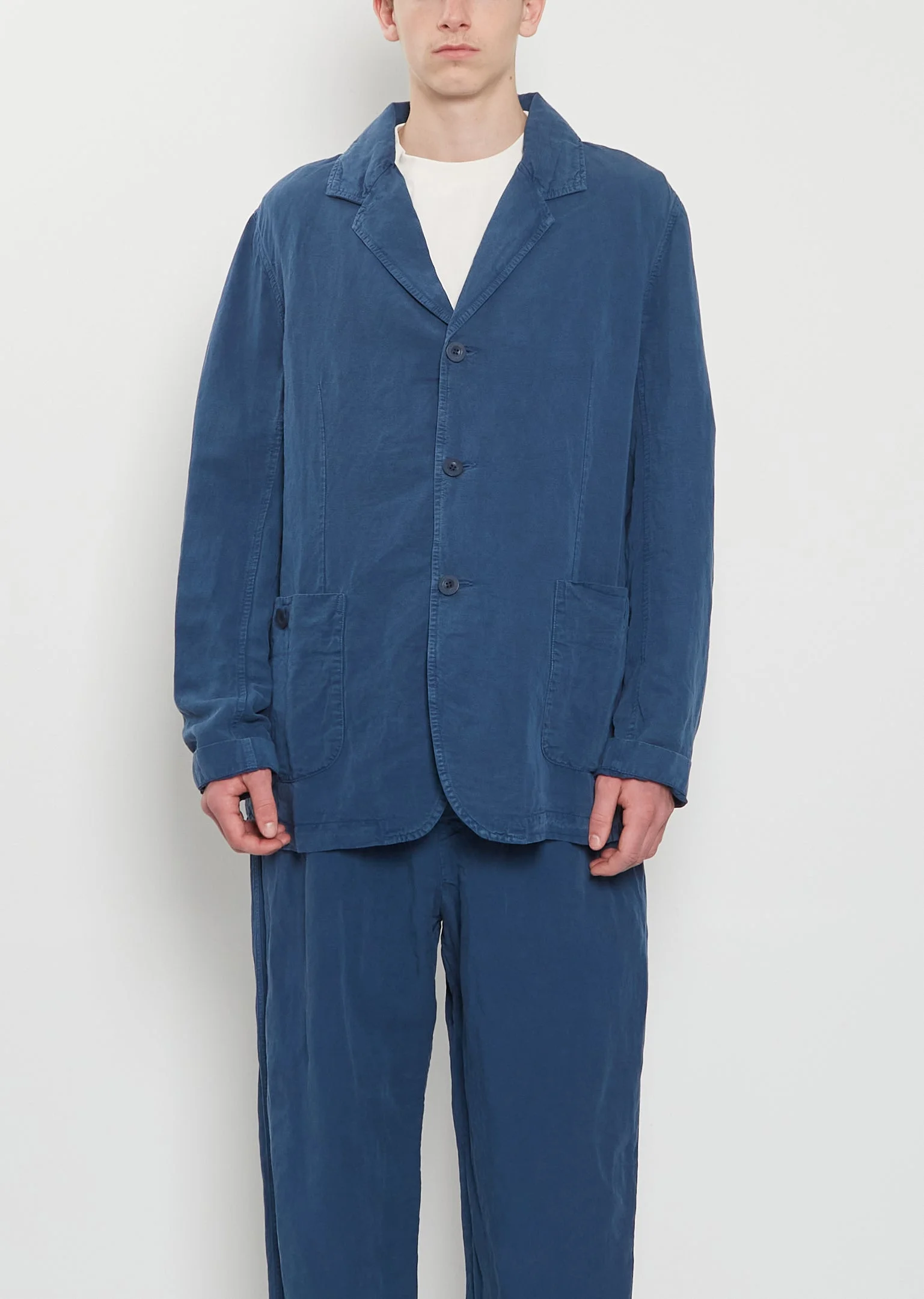 U Courte Linen Jacket — Blue - 1