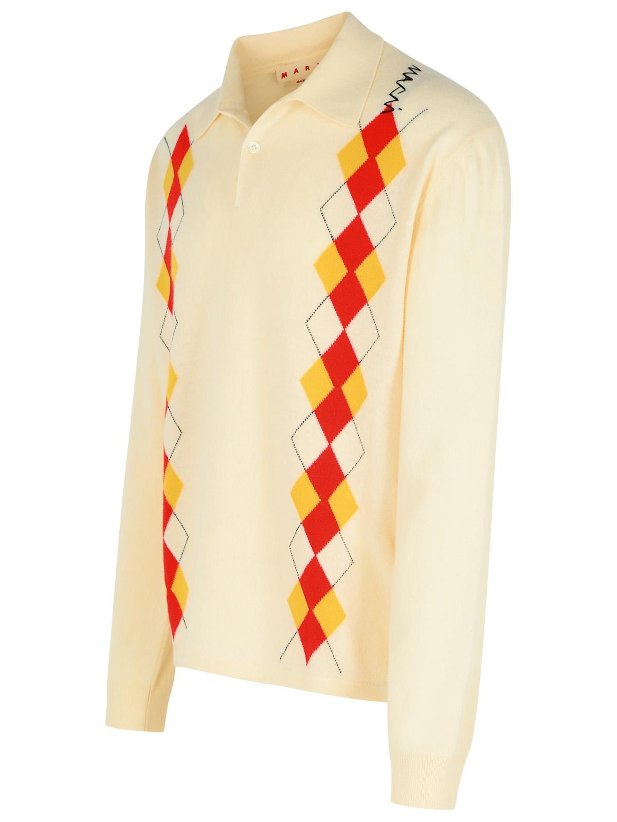 Marni Ivory Virgin Wool Polo Shirt Men - 2