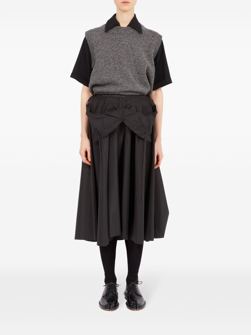 layered flared midi skirt - 2