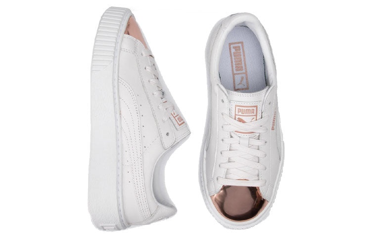 (WMNS) PUMA Basket Platform Metallic 'White Rose Gold' 366169-03 - 4