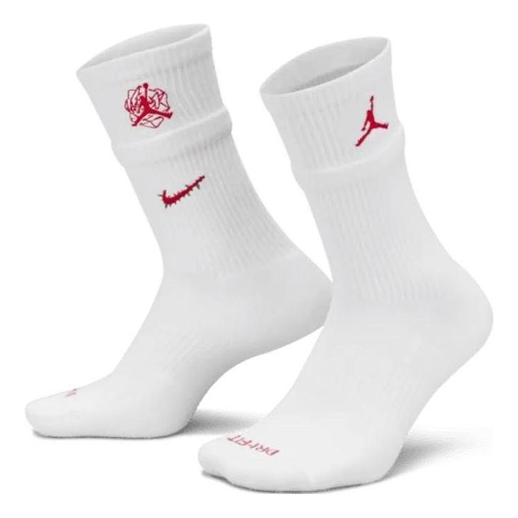 Air Jordan x Teyana Taylor Cushioned Crew Socks 'White Red' FJ5940-100 - 1