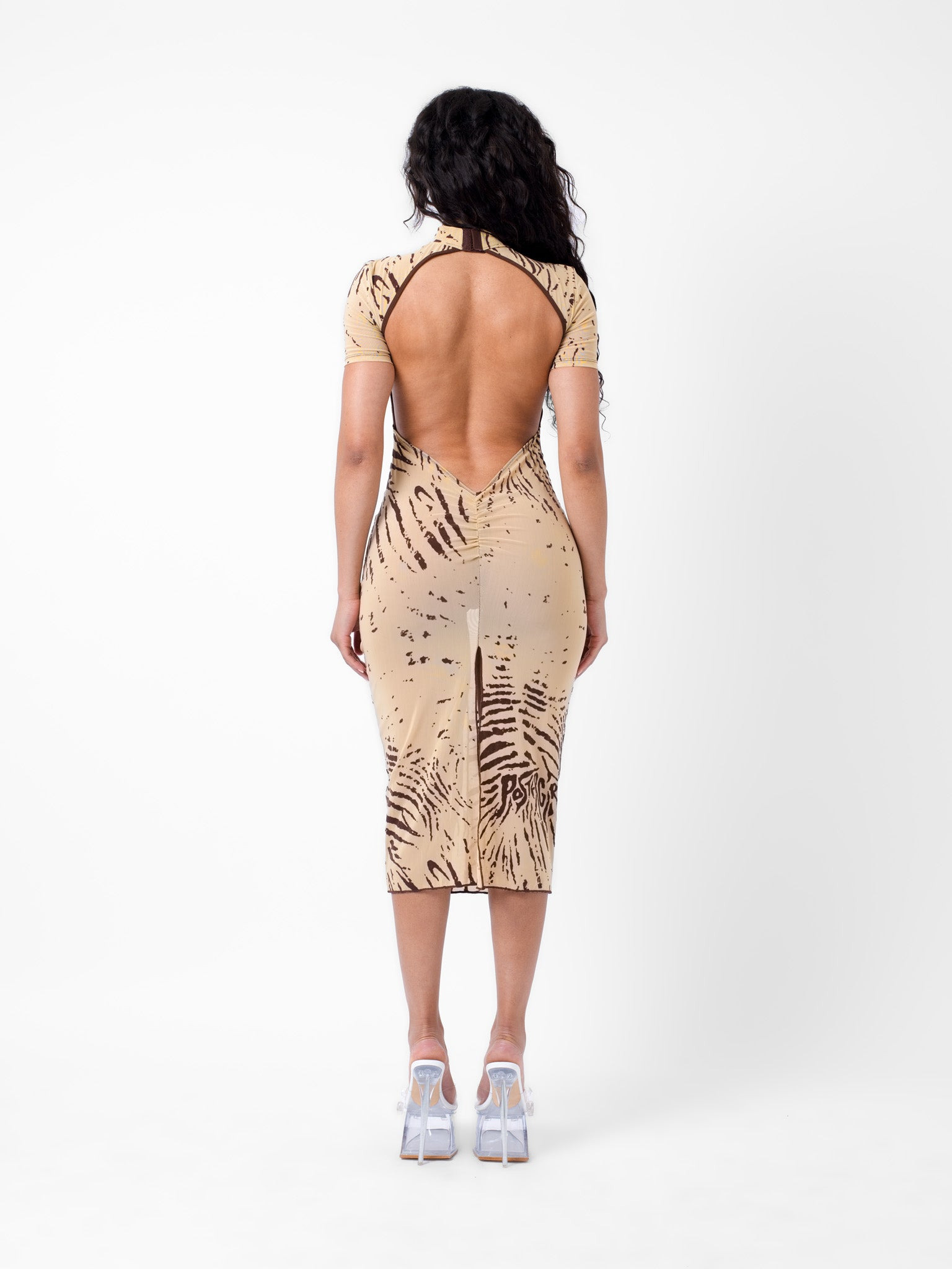 KNOCKOUT DRESS BEIGE ZEBRA PRINT - 3