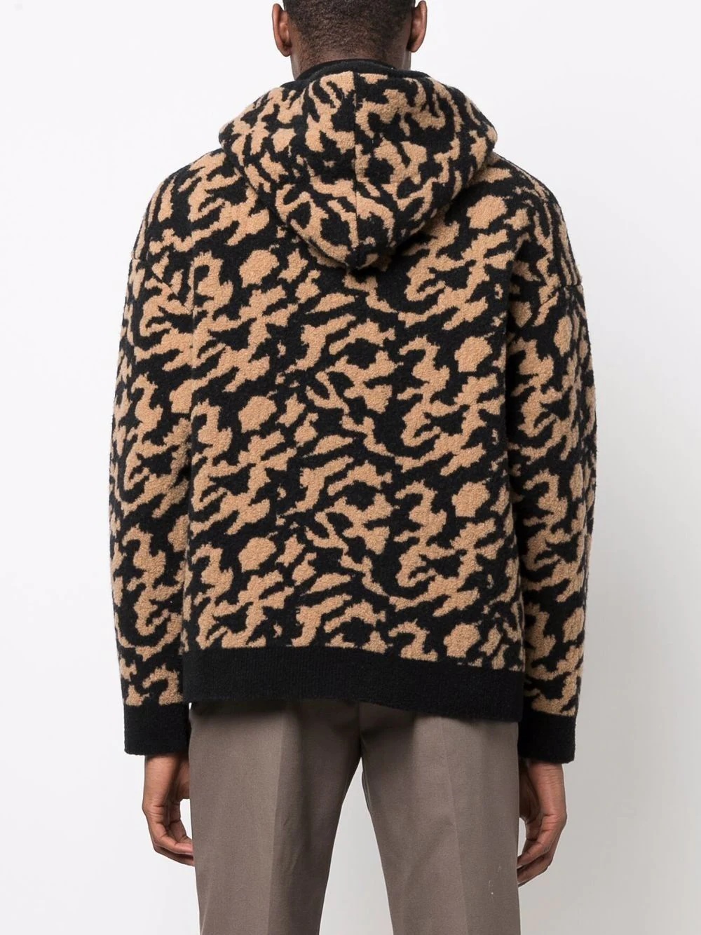animal-print knitted hoodie - 4
