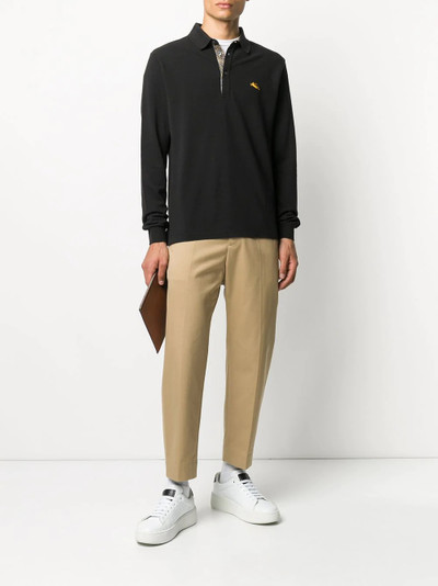 Etro long-sleeved embroidered logo polo shirt outlook