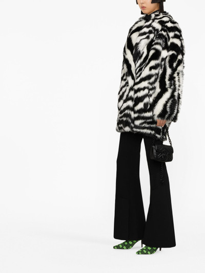 GUCCI Black And White Zebra Print Faux Fur Coat outlook