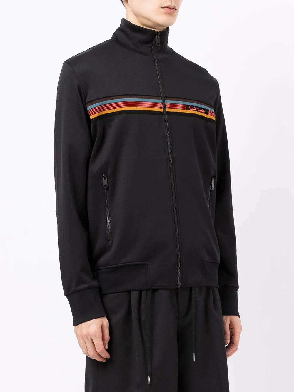 stripe-detail zip-up track jacket - 3