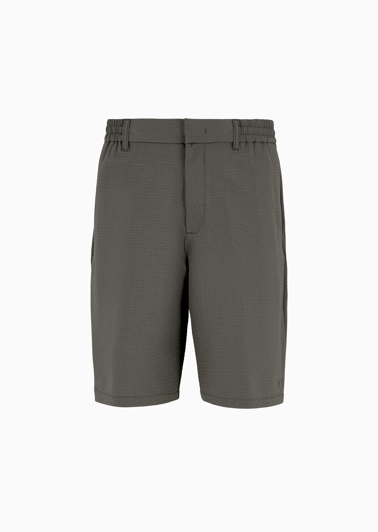 Technical seersucker, elasticated-waist chino Bermuda shorts - 1