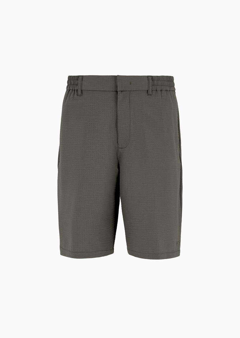 Technical seersucker, elasticated-waist chino Bermuda shorts 1