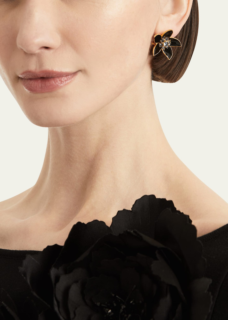 Oscar de la Renta Jasmin Enamel Stud Earrings outlook