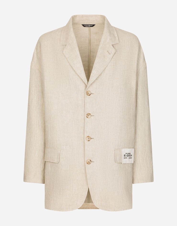 Oversize single-breasted linen and viscose jacket - 1