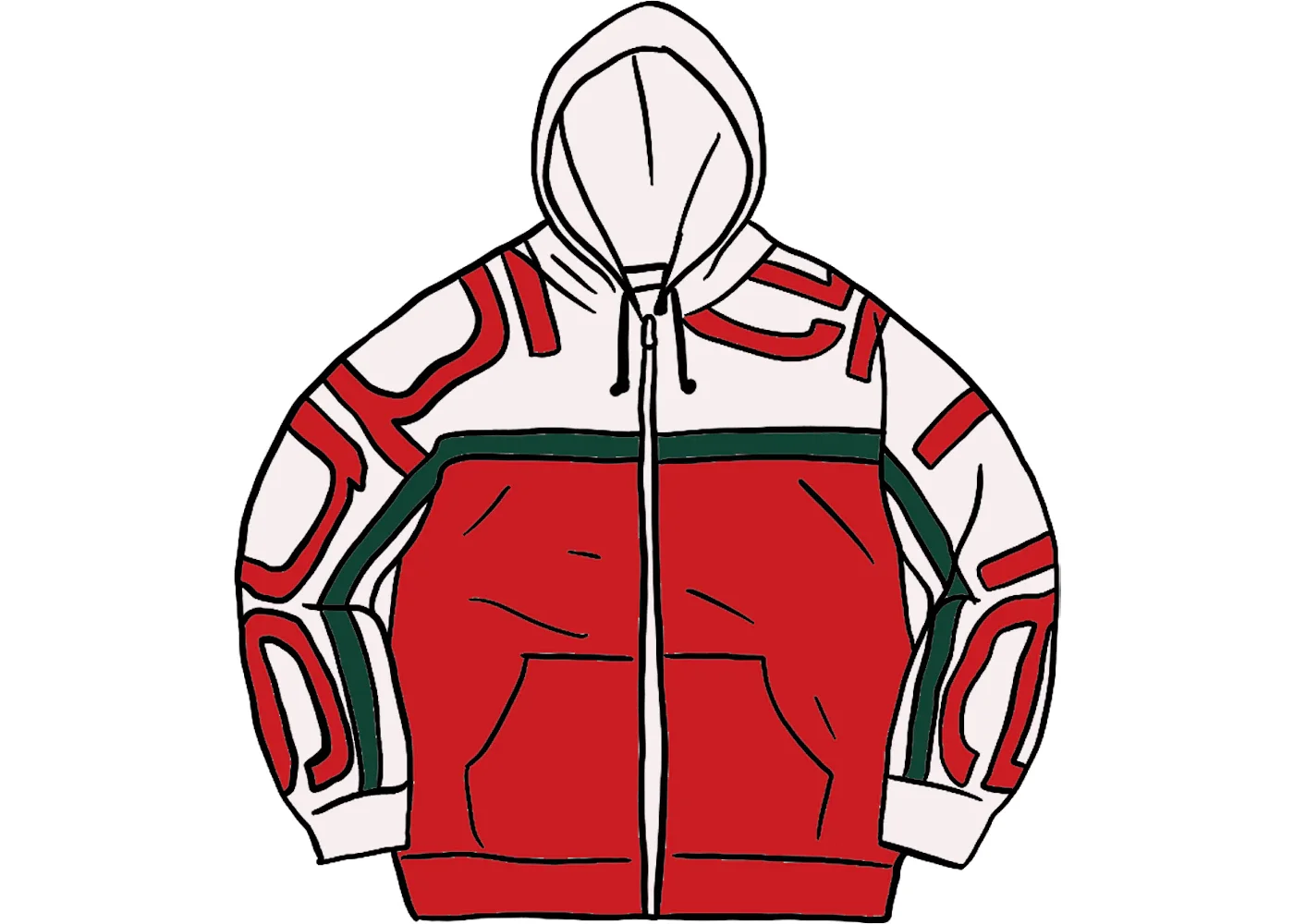 Supreme Big Logo Paneled Zip Up Red - 1