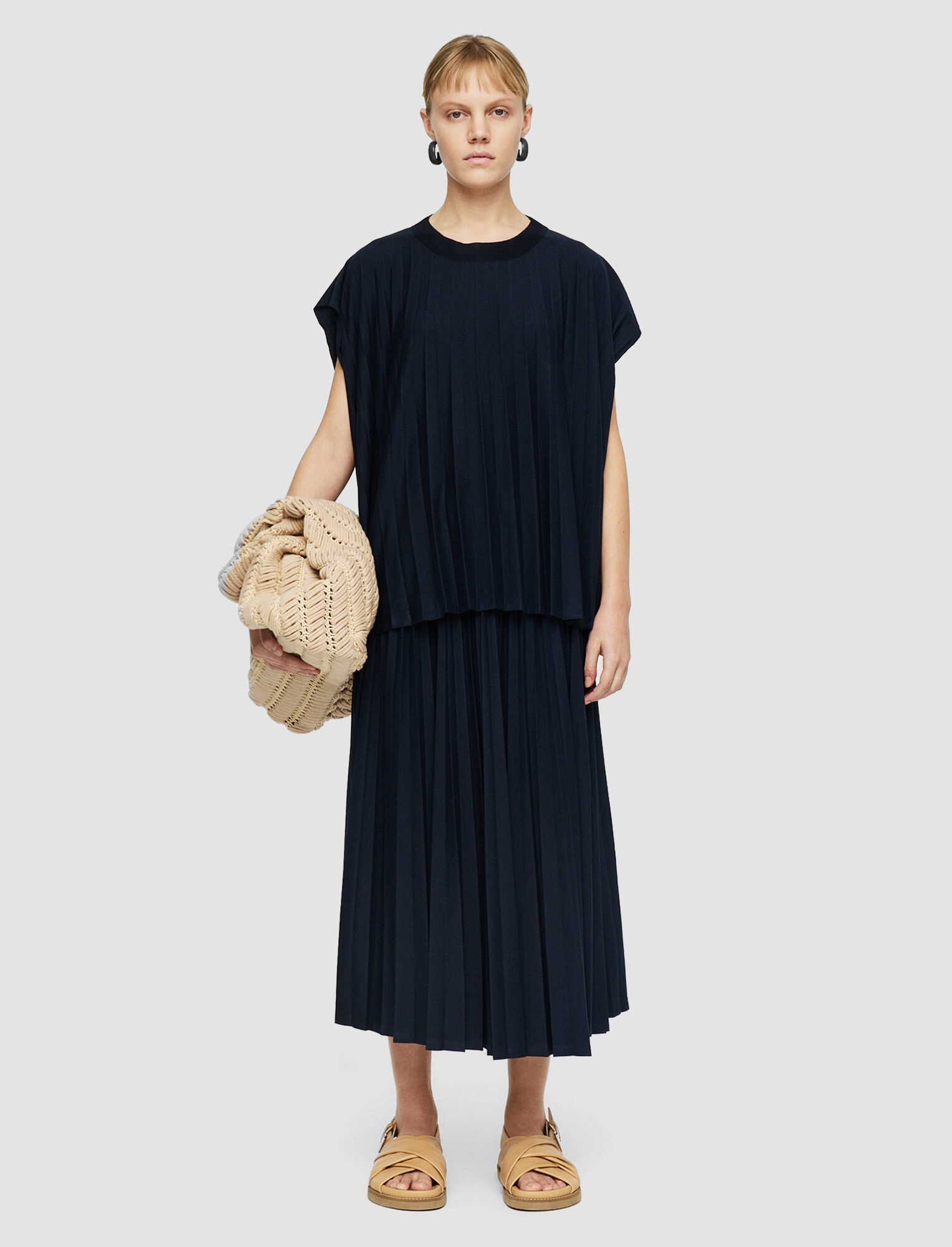 Cotton Blend Plissé T-Shirt - 1