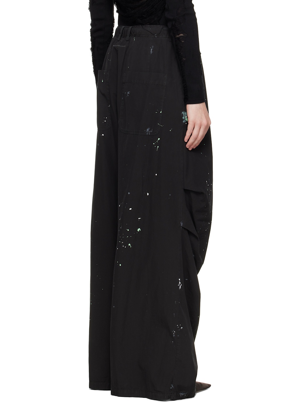 Black Light Cotton Poplin Trousers - 3