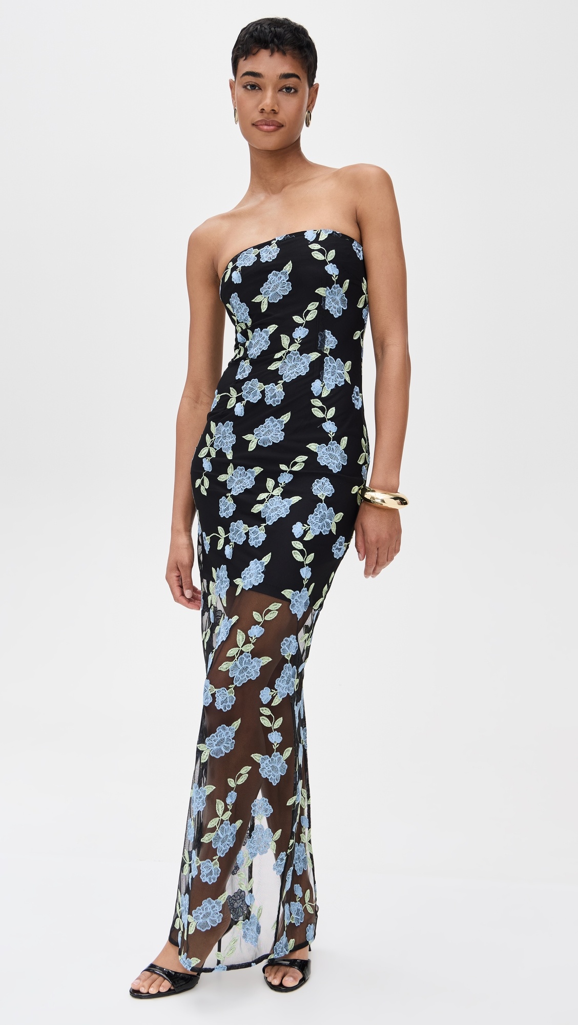 Flower Mesh Tube Dress - 4