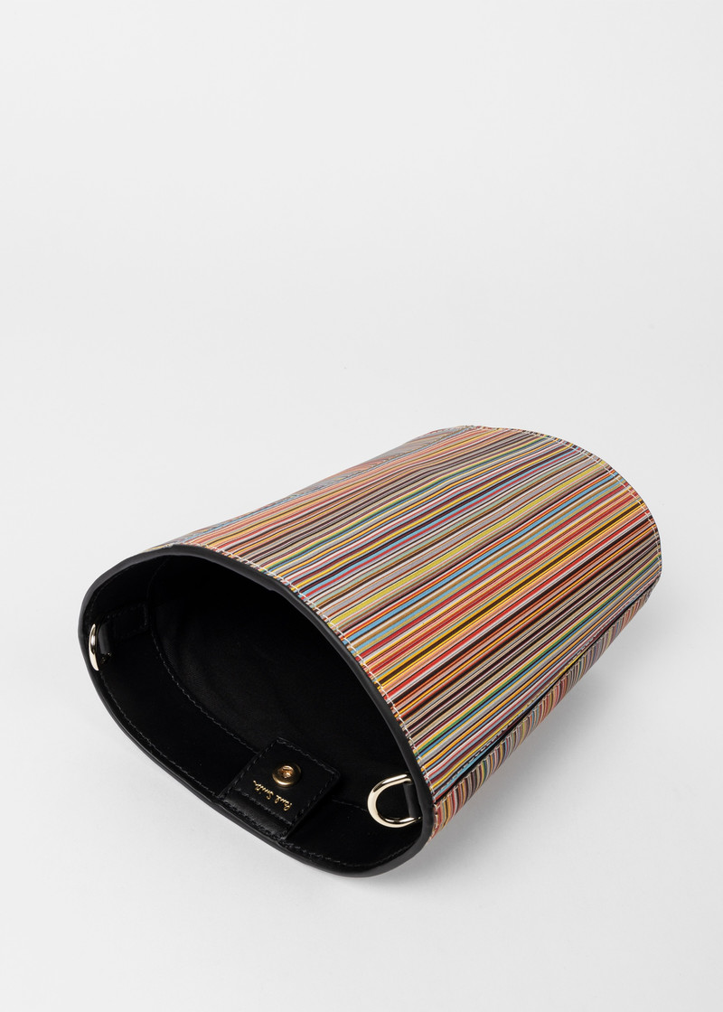 Leather 'Signature Stripe' Bucket Bag 8