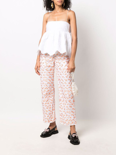 CECILIE BAHNSEN White Selena Quilted Cotton Top outlook