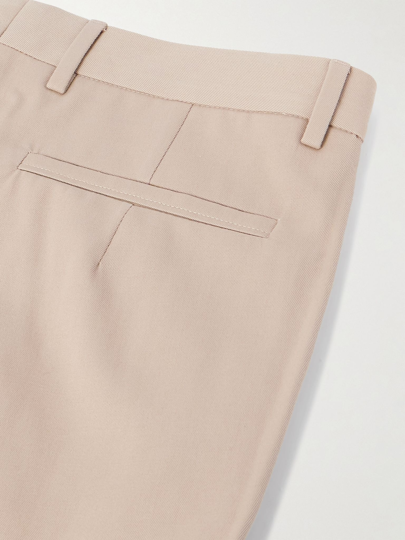 Straight-Leg Pleated Cotton and Wool-Blend Twill Trousers Beige - 4