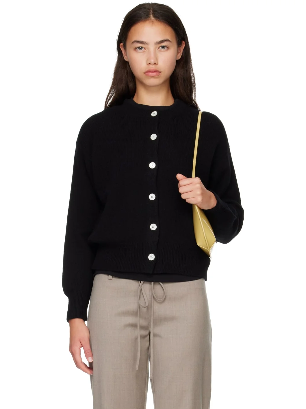 Black Ada Crewneck Cardigan - 1