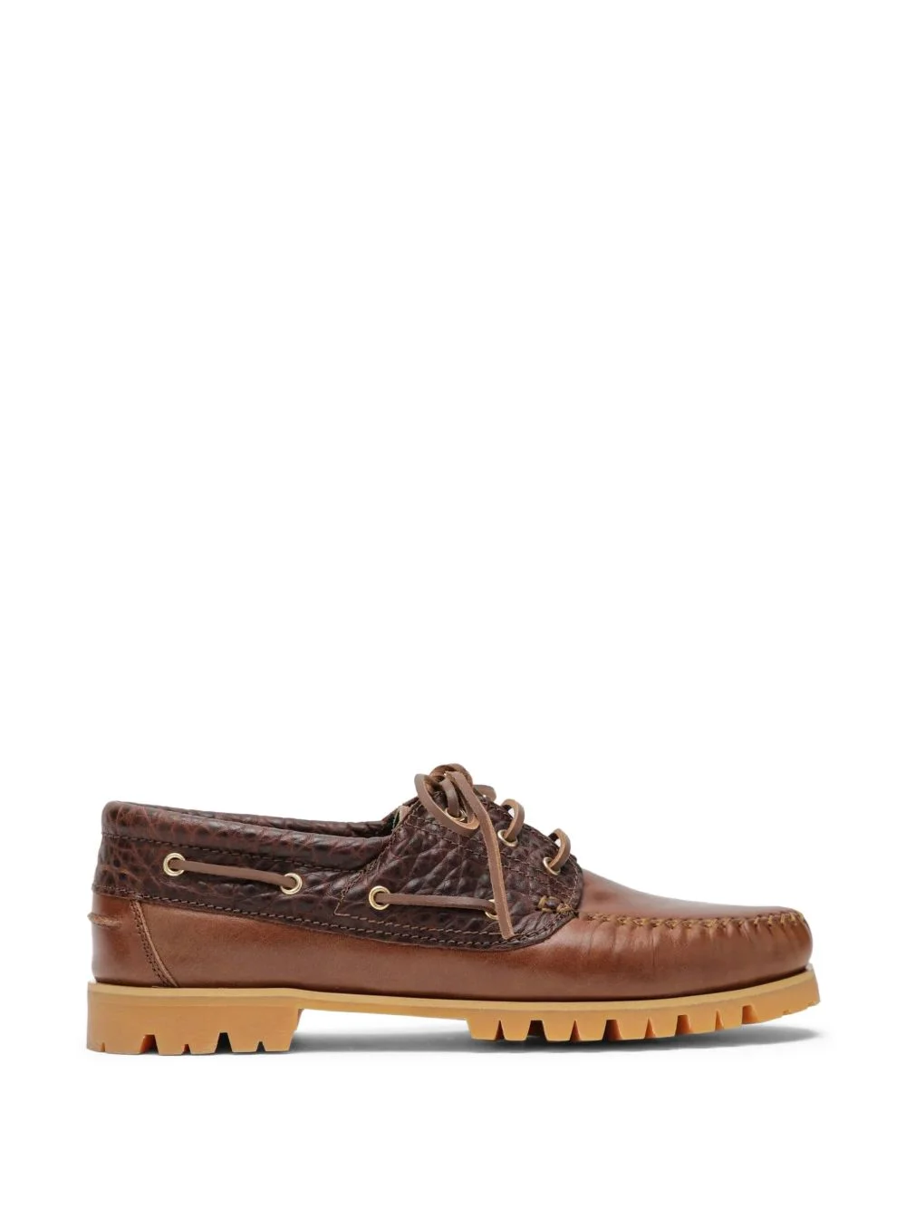 Aztec grained-leather boat shoes - 1