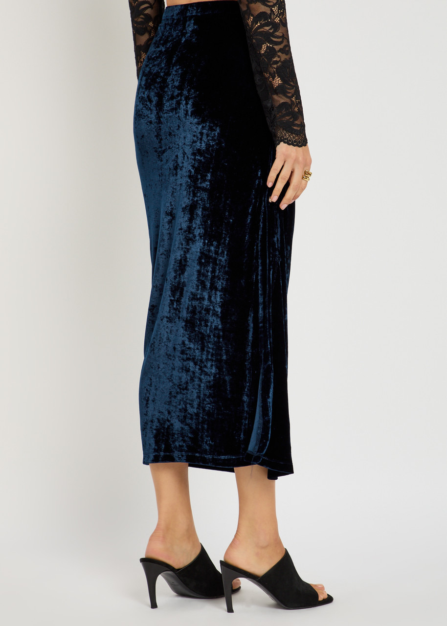 Rabanne Draped Velvet Midi Skirt - 3