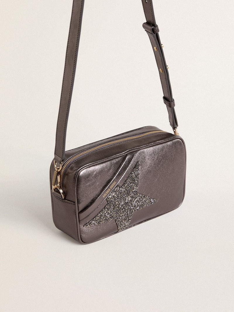 Golden Goose Star Bag in gray metallic leather with Swarovski crystal star outlook