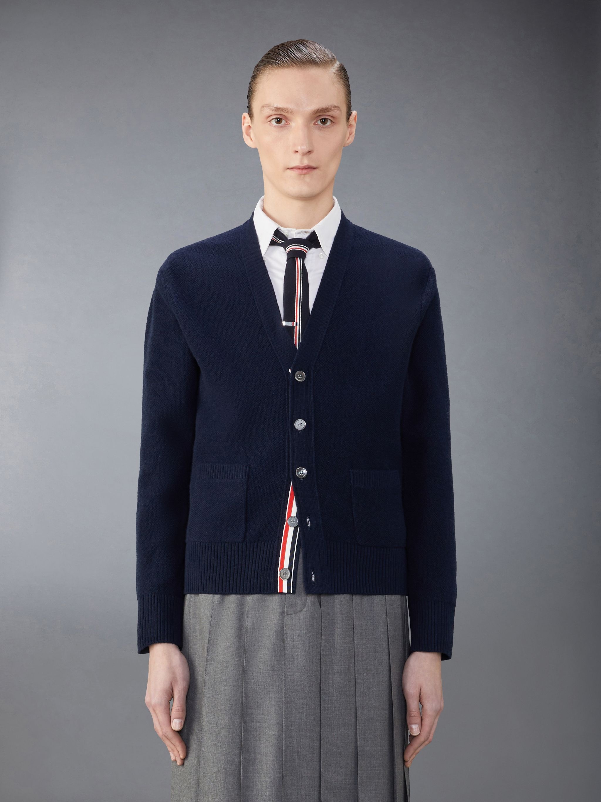 Merino Wool Washed Pique Cardigan - 1