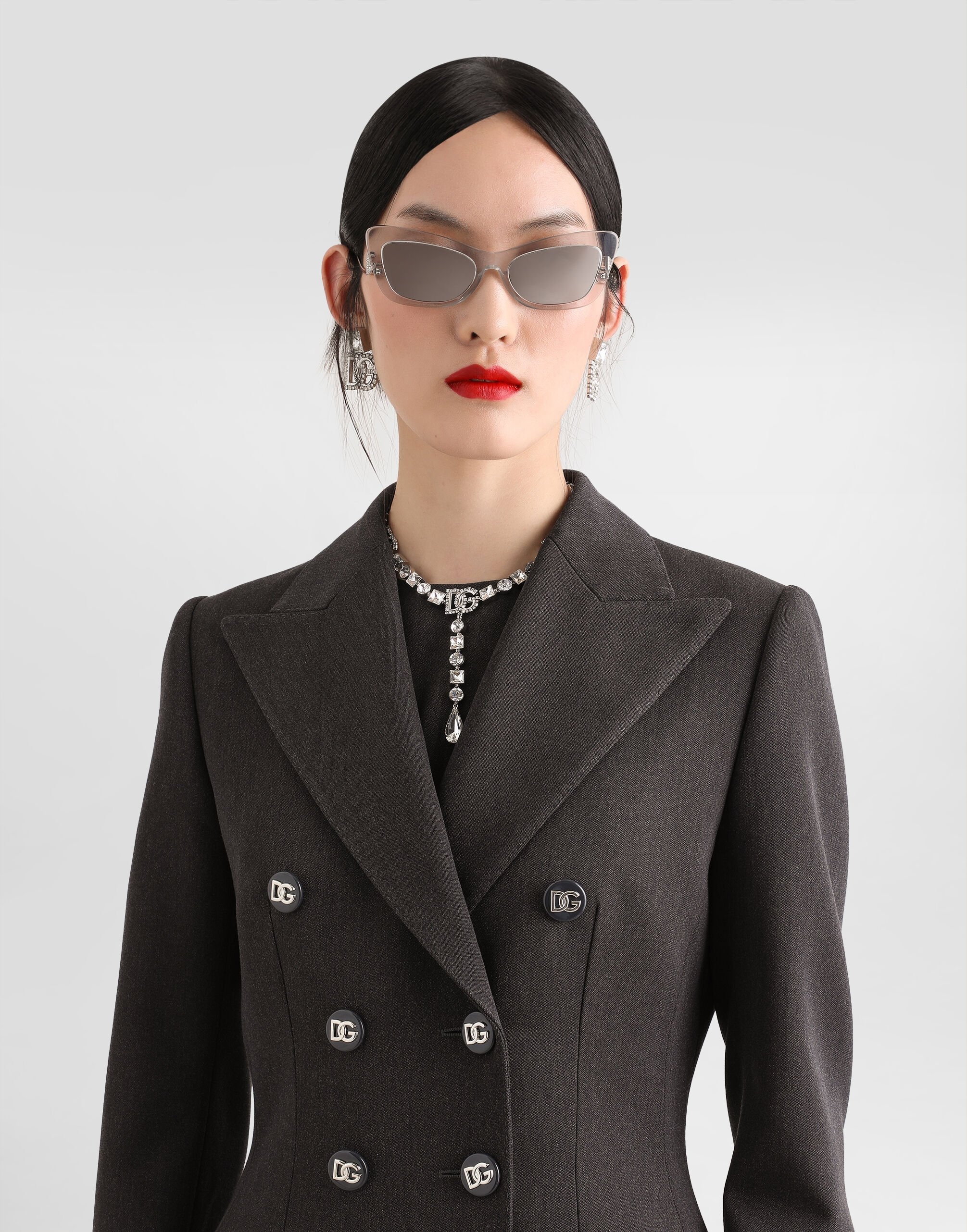 Double-breasted wool coat with DG-branded buttons - 4