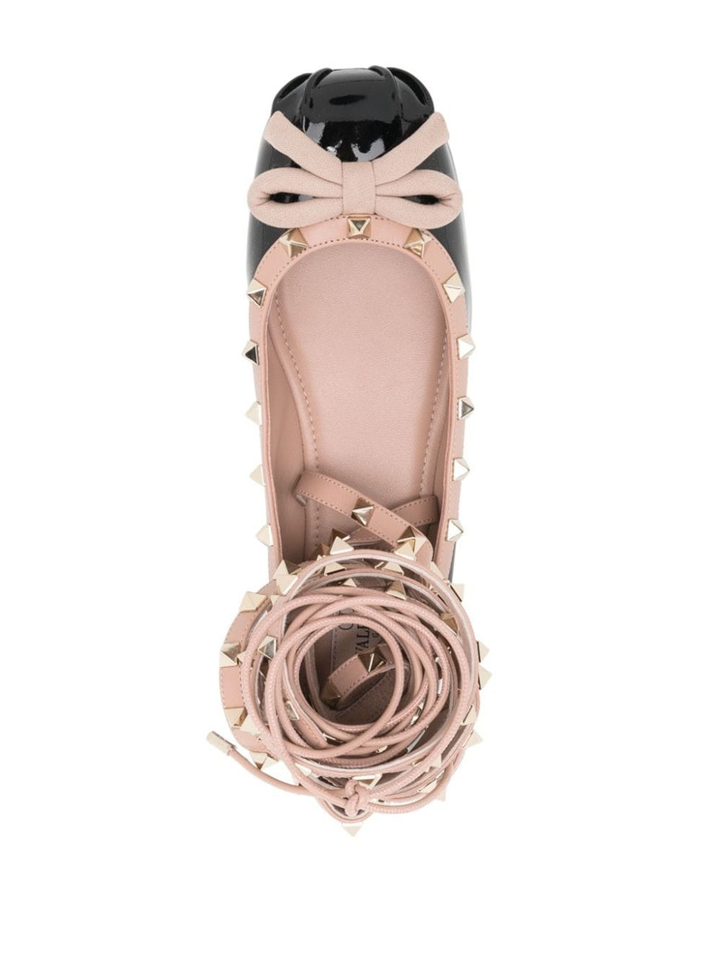 Rockstud lace-up leather ballerinas 4