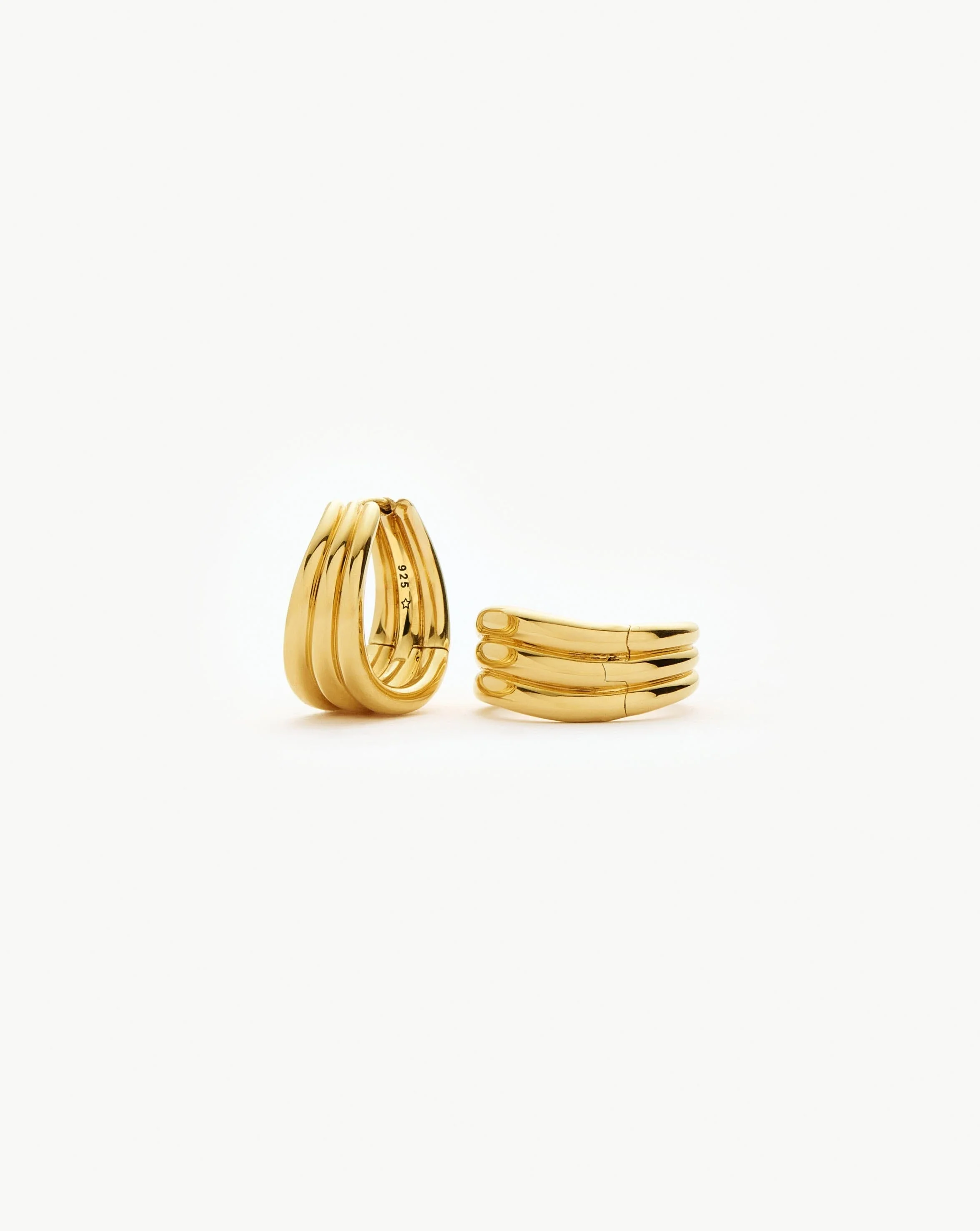 Savi Triple Ridge Hoop Earrings - 1