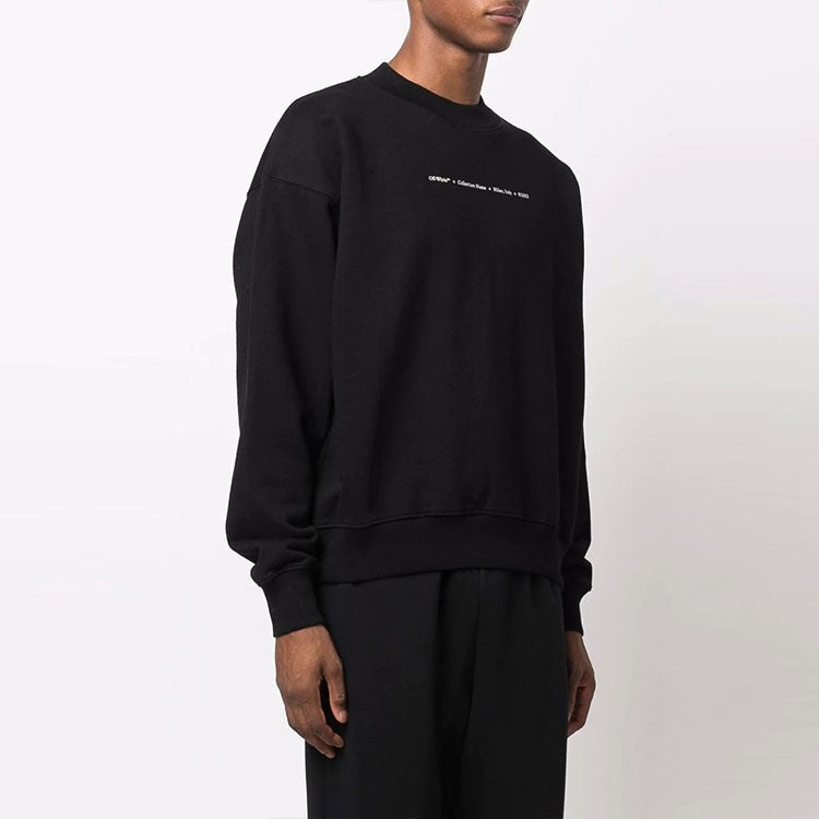 Men's Off-White FW21 Tornado Arrow Logo Printing Pullover Round Neck Loose Fit Black OMBA054F21FLE00 - 4