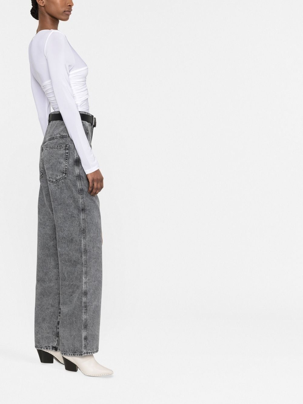 gathered-detail long-sleeve top - 3