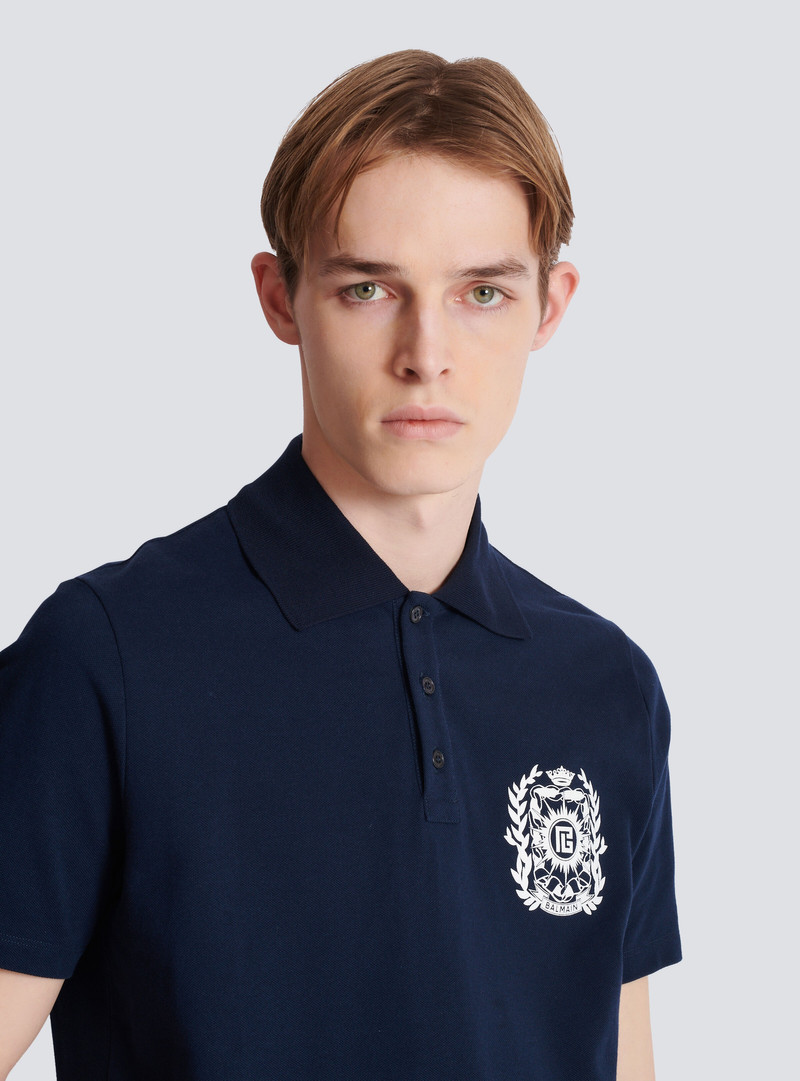 Cotton polo shirt with Écusson print 7