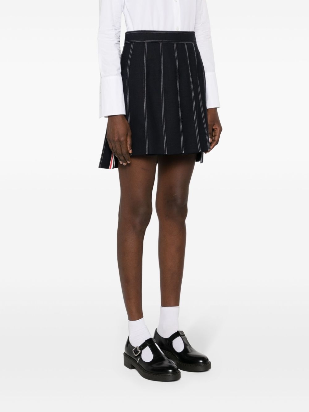 striped pleated wool miniskirt - 3