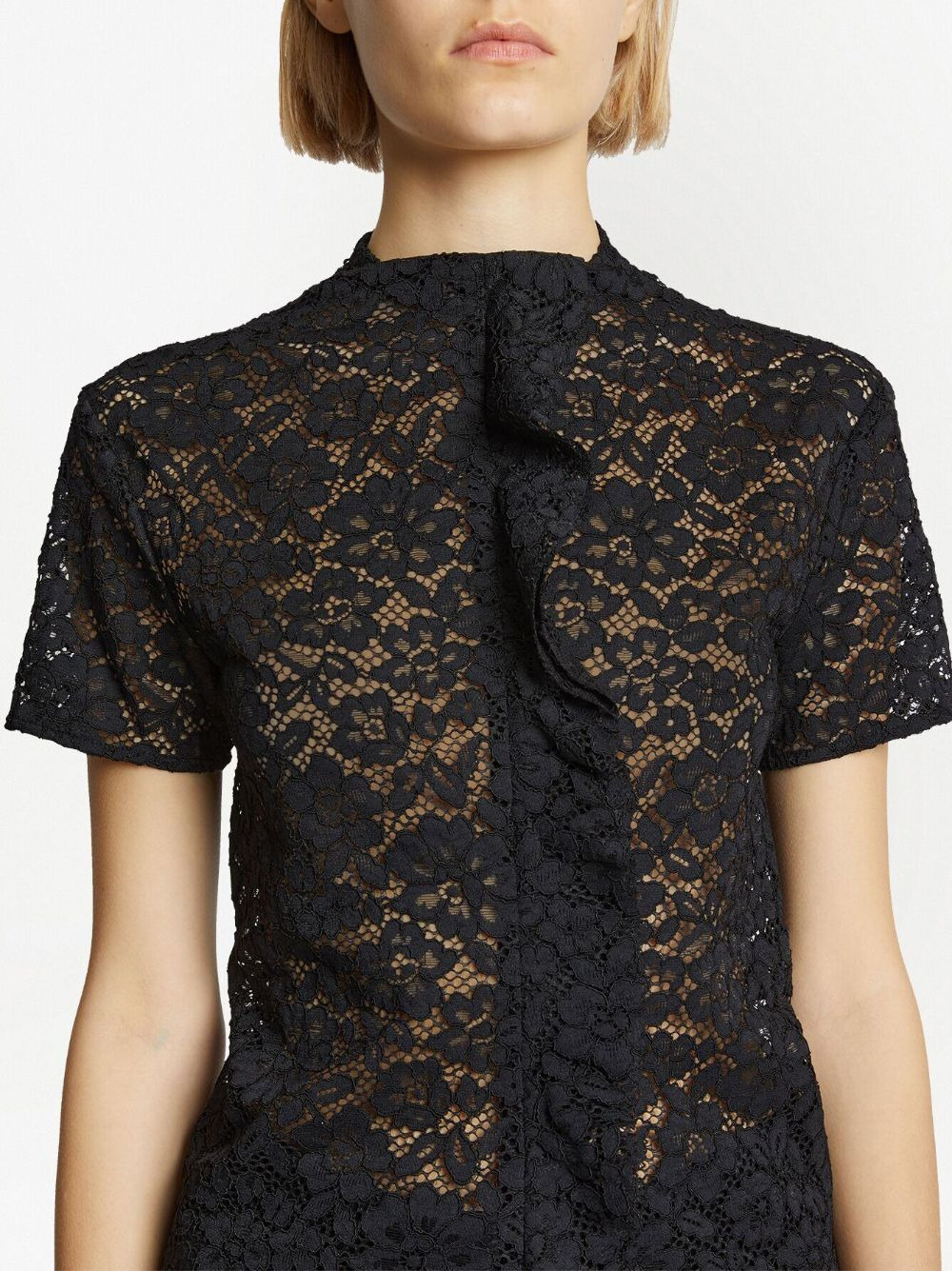 floral-lace short-sleeved top - 6