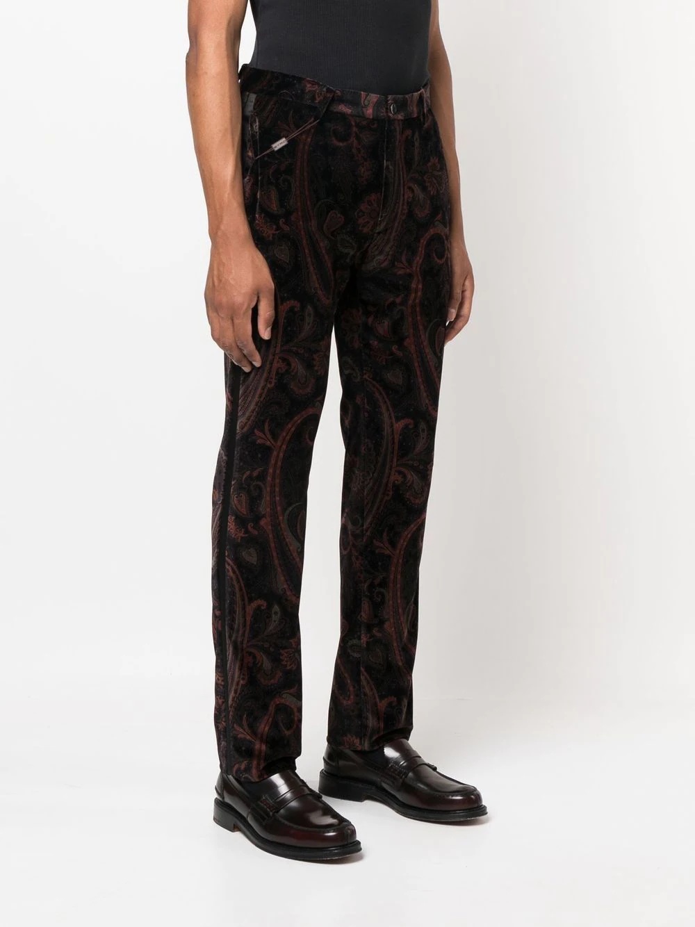 paisley-print velvet trousers - 3