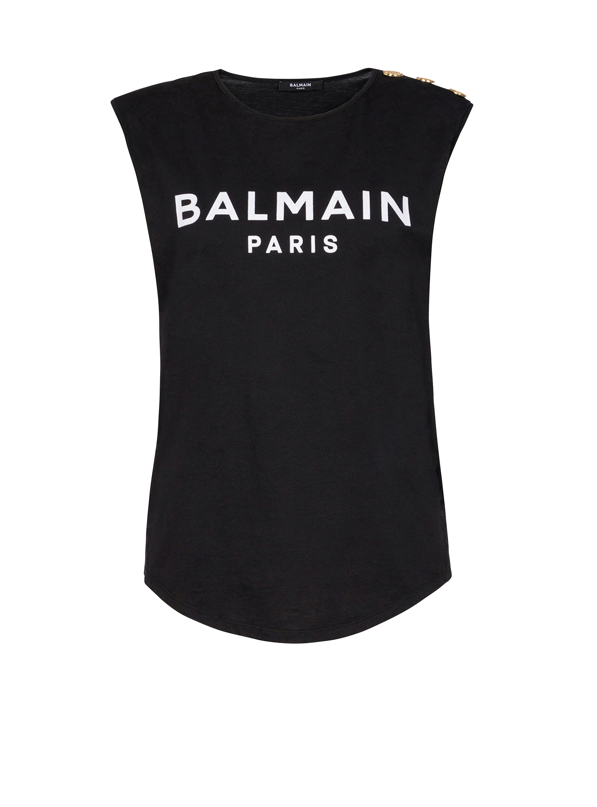 Eco-designed cotton T-shirt with Balmain logo print - 1