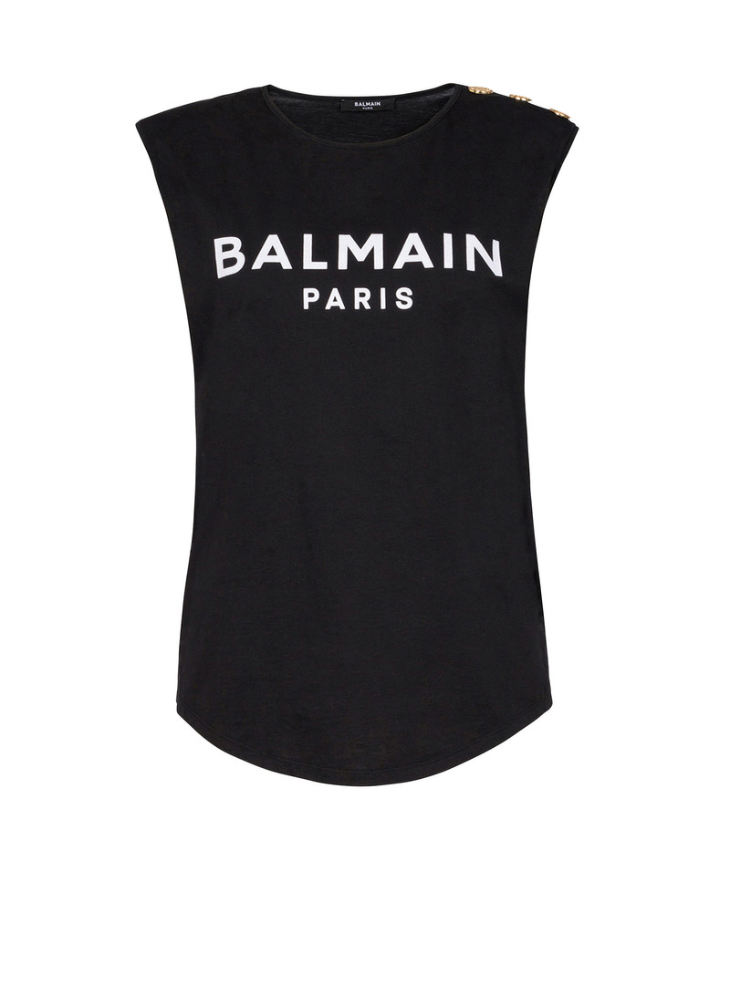 Eco-designed 코튼 Balmain 로고 인쇄를 가진 티셔츠 - 1