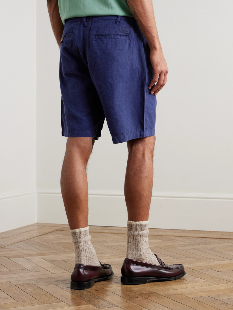 Straight-Leg Cotton and Linen-Blend Shorts 4