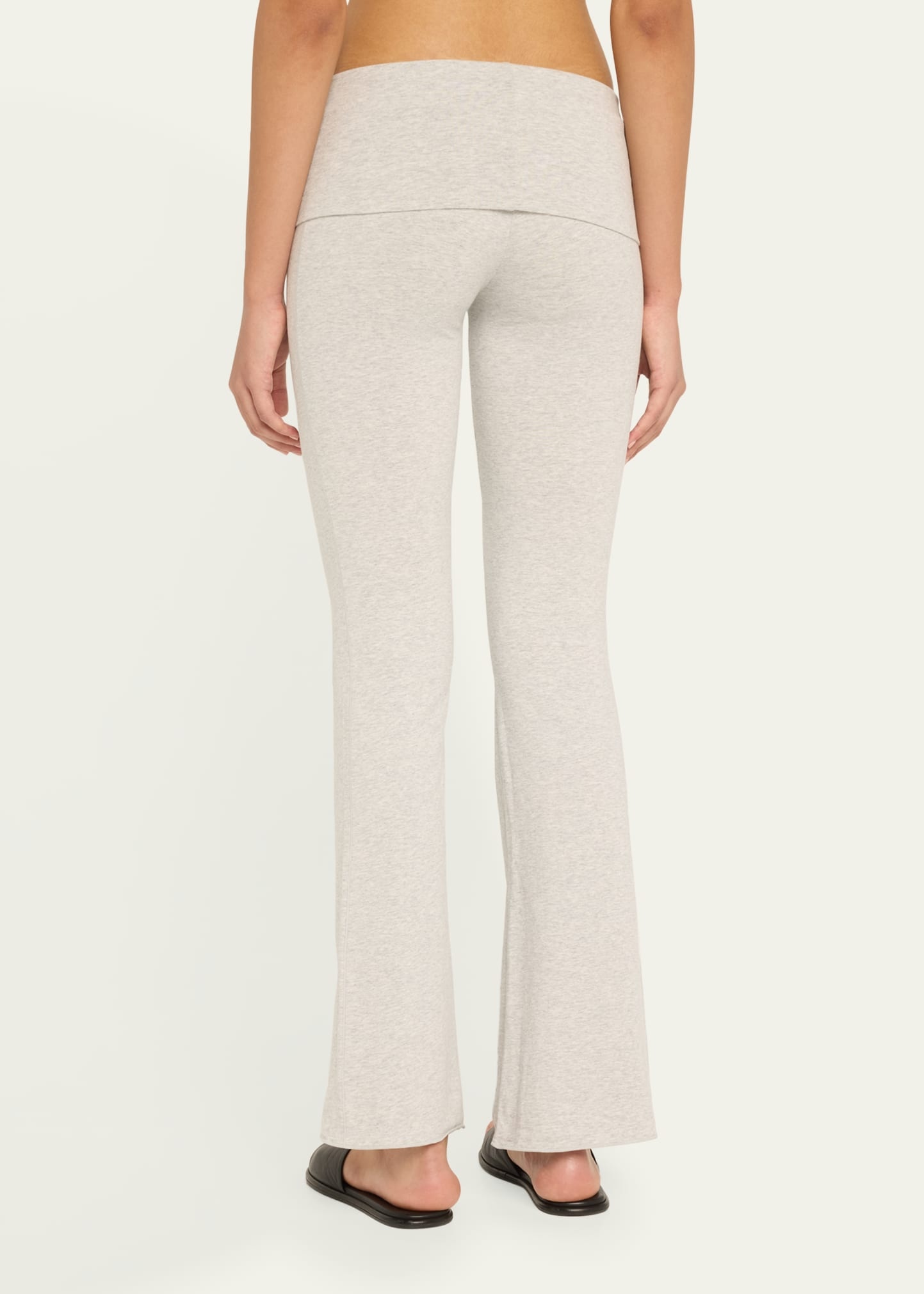 Cotton Jersey Foldover Flare-Leg Pants - 3