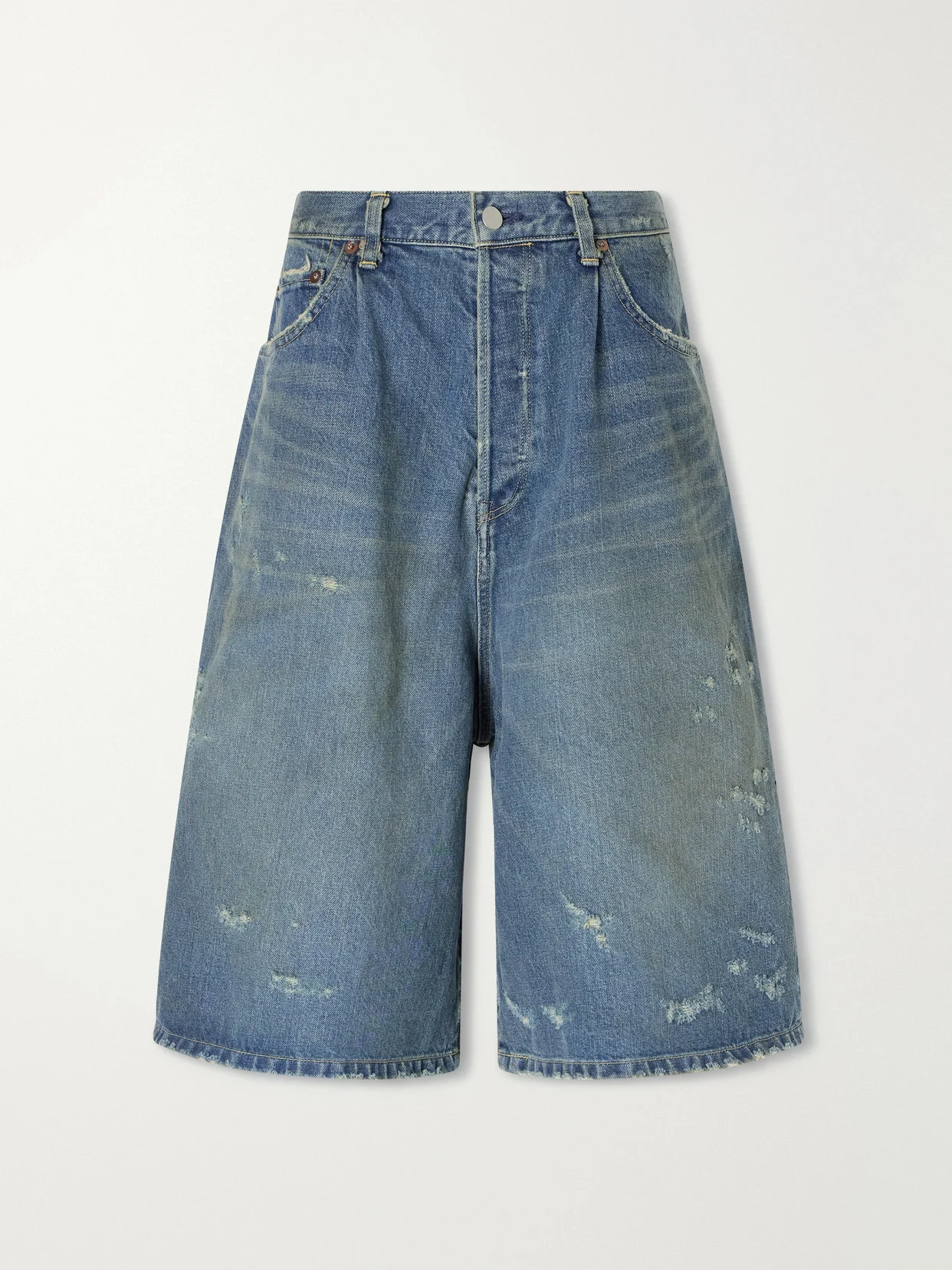 Distressed Denim Shorts - 1