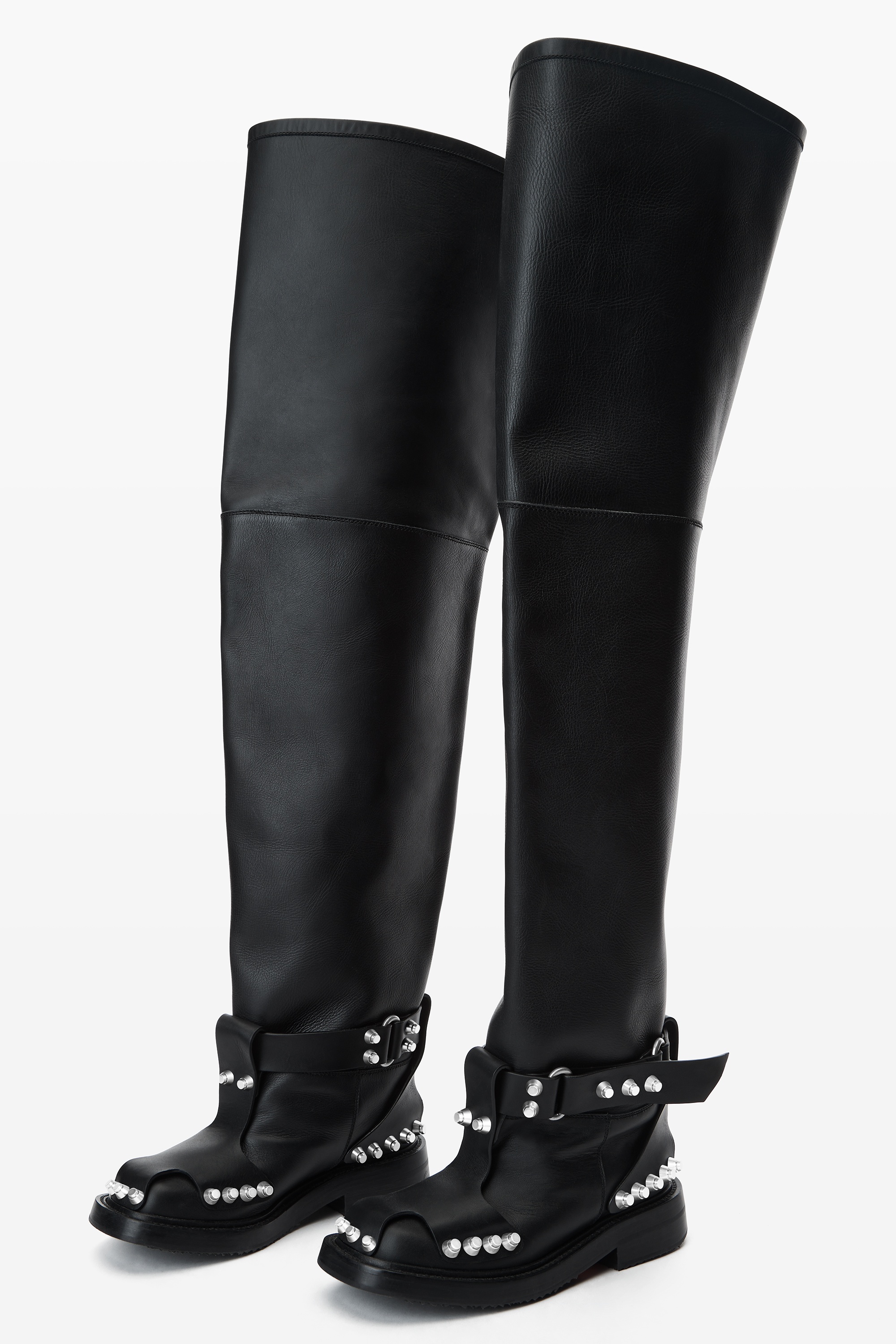 dixon buckle thigh-high boot in leather - 2