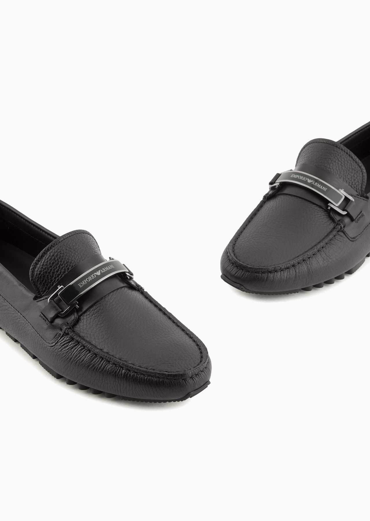 Pebbled leather driving loafers with stirrup bar - 5