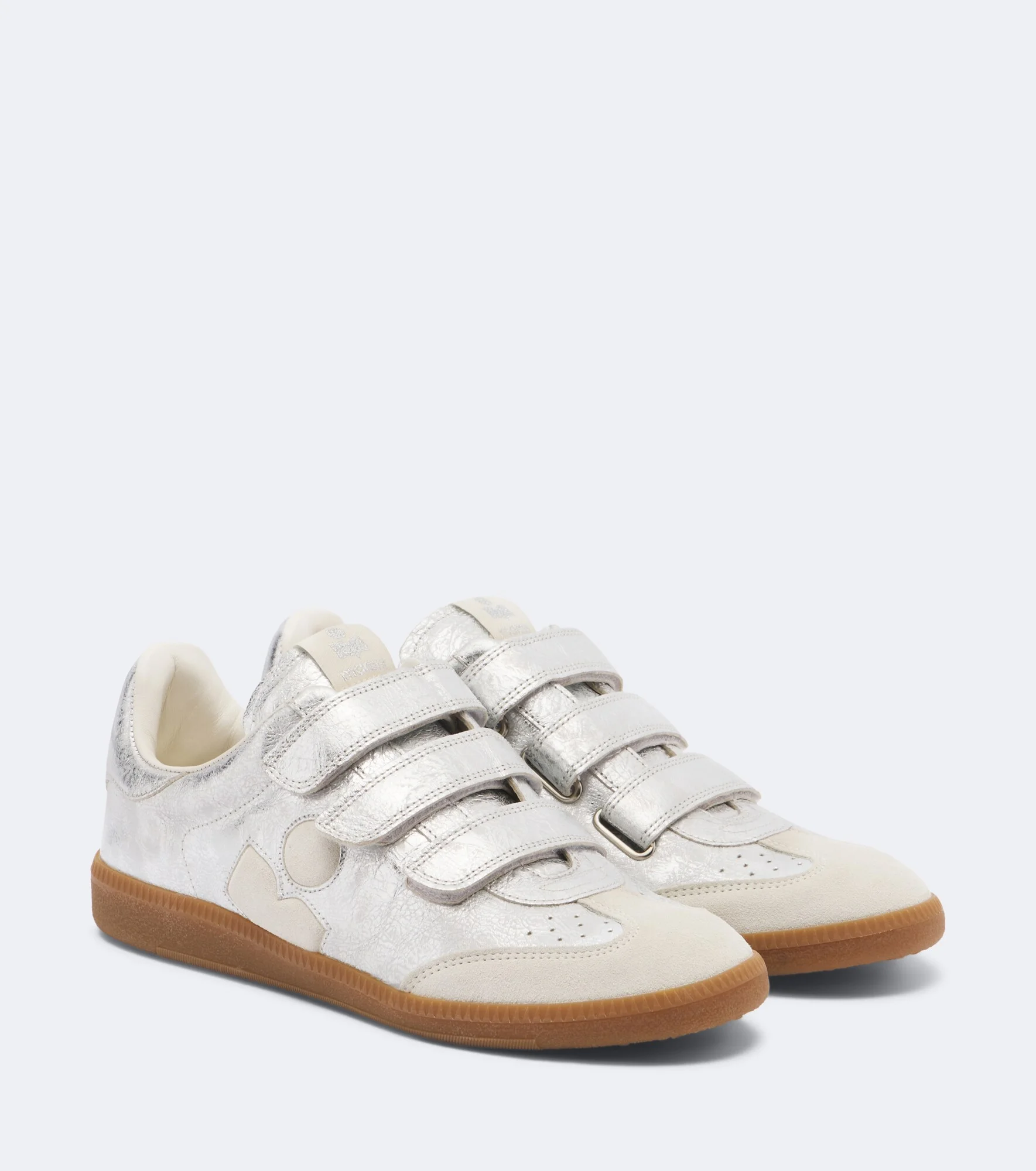 Beth suede-trimmed metallic leather sneakers - 1