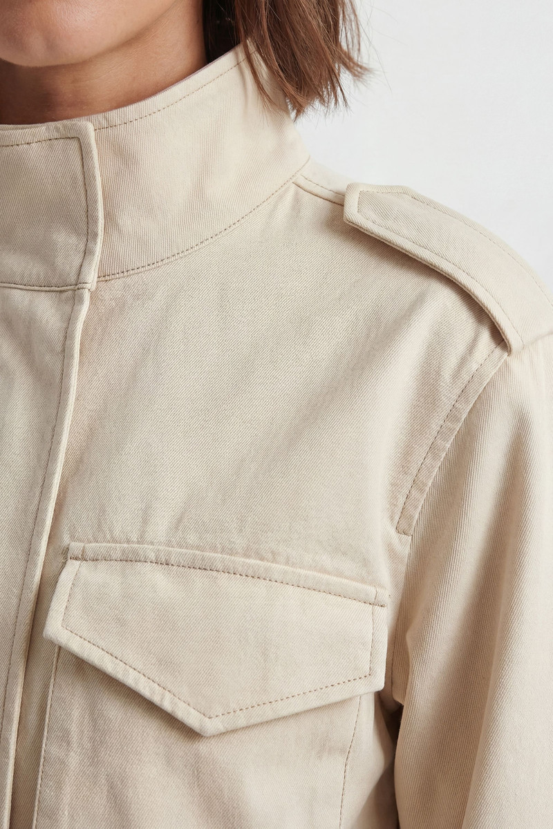 KAREN MILLEN Tailored Military Cotton Striped Jacket outlook