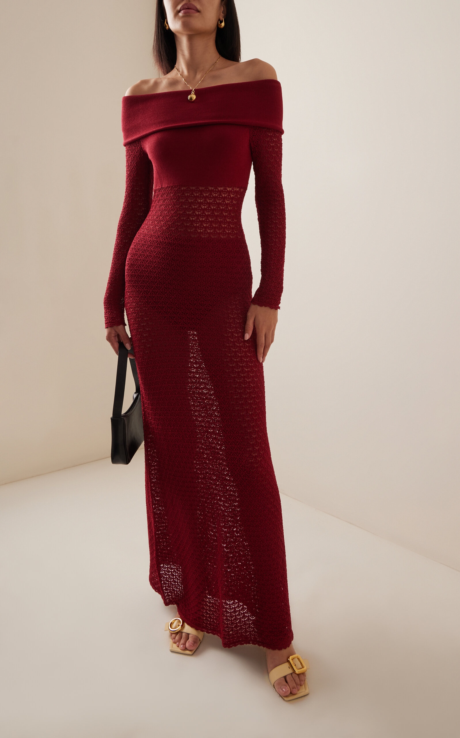 Exclusive Romy Knit Off-The-Shoulder Maxi Dress red - 2